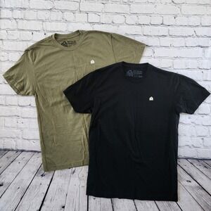 Into The AM Mens Size M 2 Pack T-Shirts Black Olive Green Crew Neck Short Sleeve